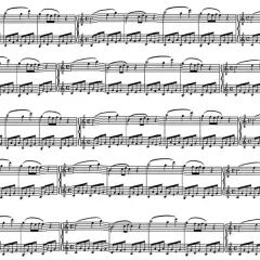 Partitura musicale per pianoforte, con pentagrammi e note. Un invito a leggere uno spartito e a suonare.
