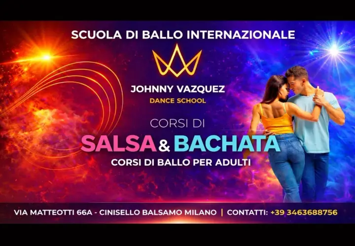 Coppia balla salsa e bachata alla scuola Johnny Vazquez. Corsi di ballo per adulti a Cinisello Balsamo.