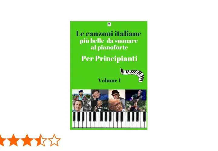 Raccolta di canzoni pianoforte famose facili italiane per principianti, Volume 1, con ritratti di artisti italiani.