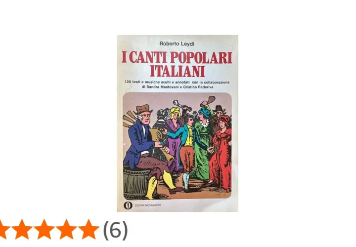 Copertina del libro "I Canti Popolari Italiani" di Roberto Leydi, con un'illustrazione di persone che suonano e ballano, evocando le canzoni popolari italiane.
