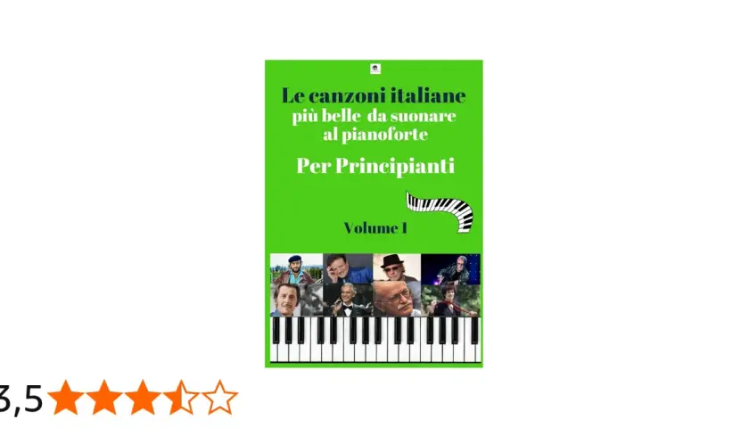 Raccolta di canzoni pianoforte famose facili italiane per principianti, Volume 1, con ritratti di artisti italiani.