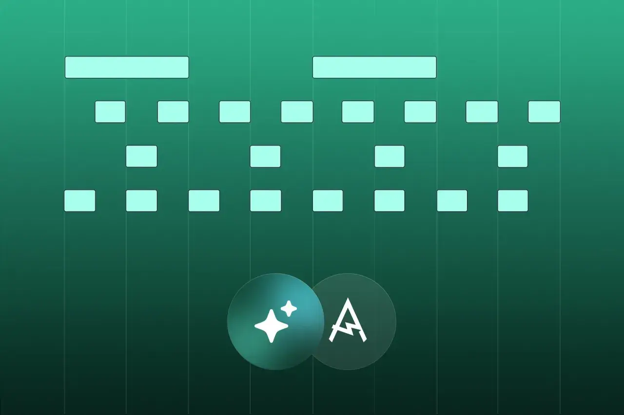 Schema musicale con blocchi luminosi che rappresentano cos'è un beat. Due cerchi con simboli, uno con stelle, l'altro con la lettera A.