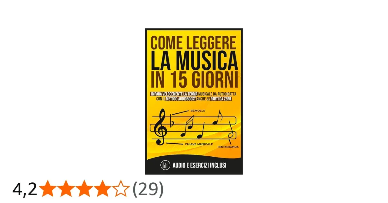 Copertina libro "Come leggere la musica in 15 giorni", ideale per studiare musica da autodidatta con metodo audioboost.