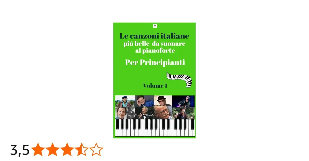 Raccolta di canzoni pianoforte famose facili italiane per principianti, Volume 1, con ritratti di artisti italiani.